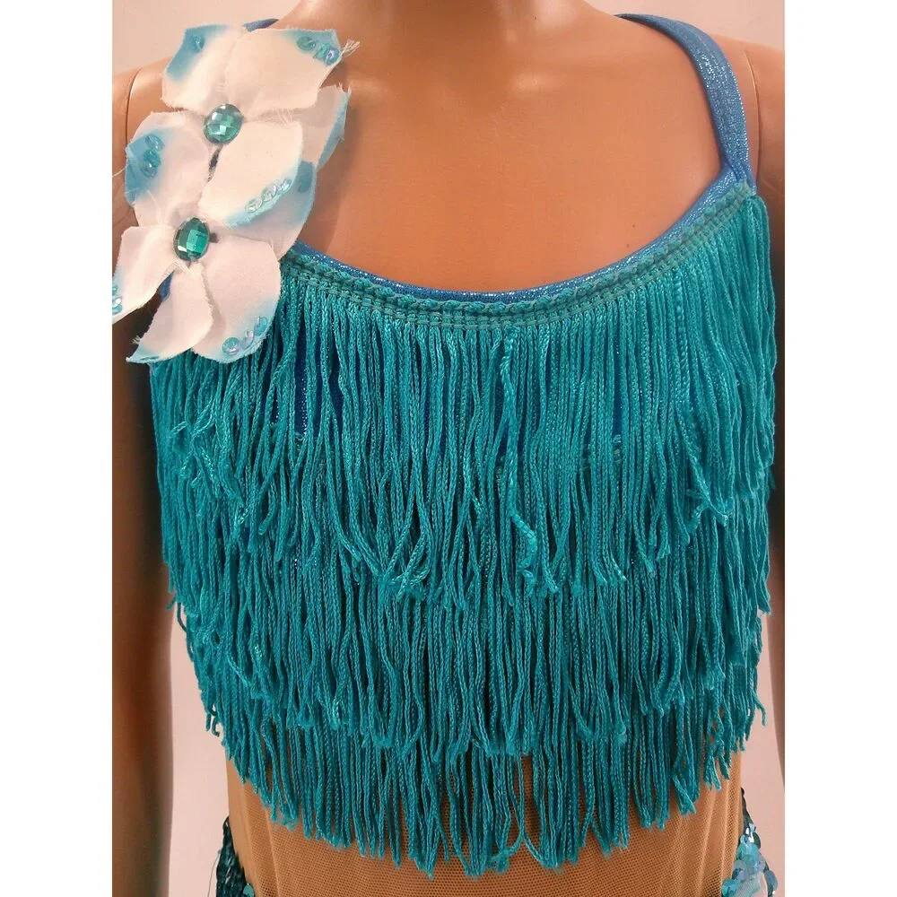 Pre-Owned Dance Costume Small Child Turquoise A Wish Come True 12719 Jazz Tap M
